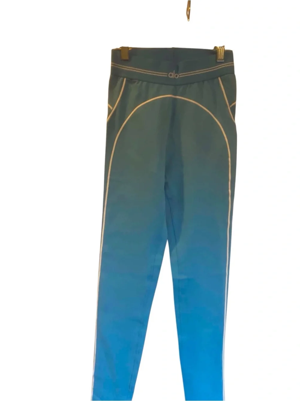NWT Alo Yoga High-Waist Heart Throb Legging Size XXS AZURE BLUE/WHITE